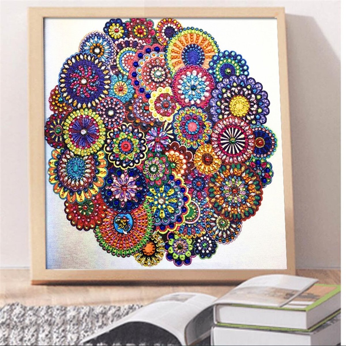 Diamond painting set | mandala gekleurd | 30x30cm | inclusief sorteerdoos met 28 vakjes